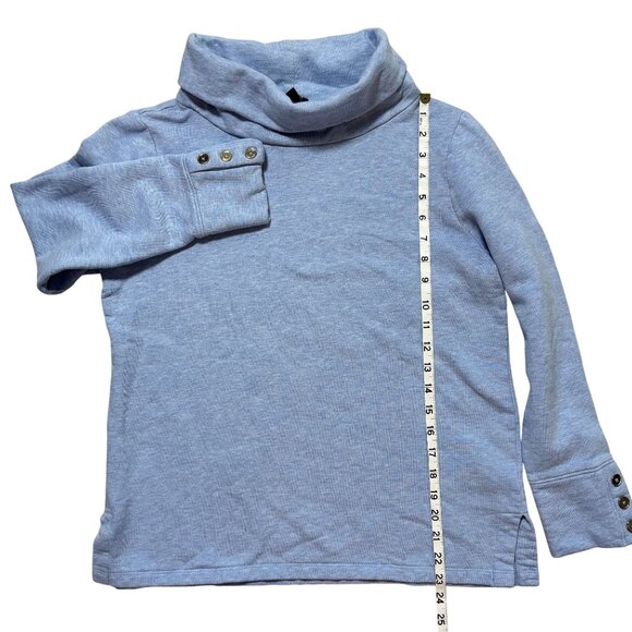 Talbots Womens M Blue Cowl Neck Pullover Sweater With Button Cuffs Cozy Blend - Picture 4 of 6